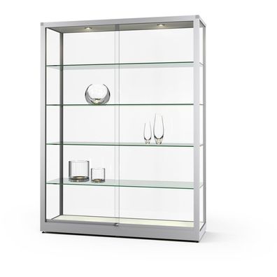 05. VERTUM 400 L Schrankvitrine | silber eloxiert