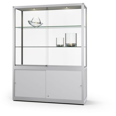 09. VERTUM 460 L Schrankvitrine | silber eloxiert