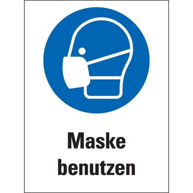 Aufkleber fér Warnaufsteller Maske benutzen, ASR/ ISO, Folie, 300x400mm