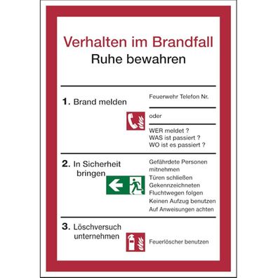 Aushang, Verhalten im Brandfall