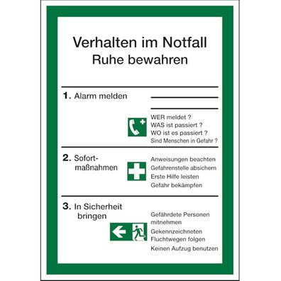 Aushang, Verhalten im Notfall - ISO 7010