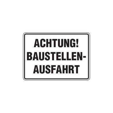 Baustellenschild, Achtung! Baustellenausfahrt, 250x350mm, Alu geprägt