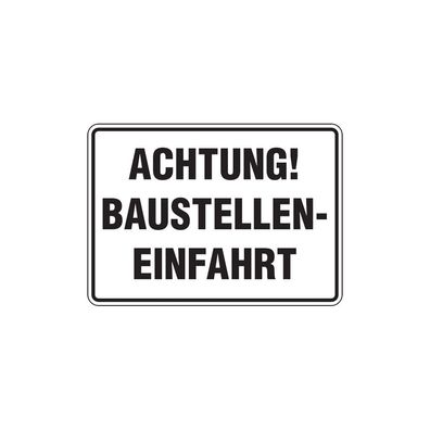 Baustellenschild, Achtung! Baustelleneinfahrt, 250x350mm, Alu geprägt