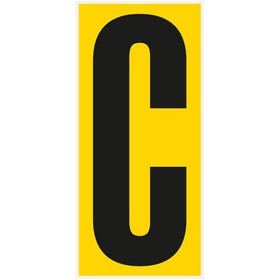 Bodenz. Buchstabe C, Rutschhemmung R10, gelb/ schwarz, PVC,180x400mm,3/ VE