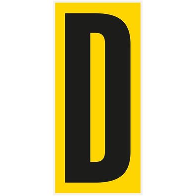 Bodenz. Buchstabe D, Rutschhemmung R10, gelb/ schwarz, PVC,180x400mm,3/ VE