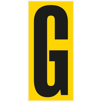 Bodenz. Buchstabe G, Rutschhemmung R10, gelb/ schwarz, PVC,180x400mm,3/ VE
