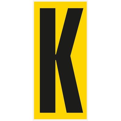 Bodenz. Buchstabe K, Rutschhemmung R10, gelb/ schwarz, PVC,180x400mm,3/ VE