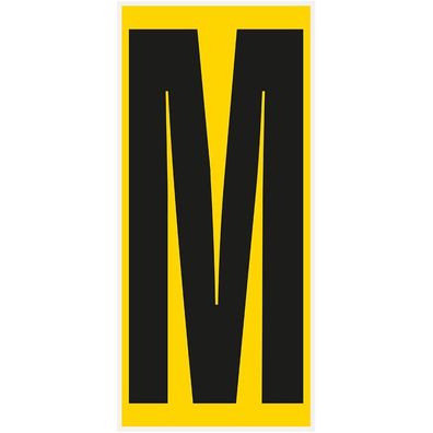 Bodenz. Buchstabe M, Rutschhemmung R10, gelb/ schwarz, PVC,180x400mm,3/ VE