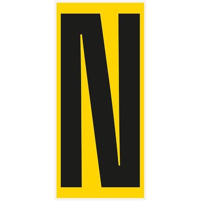 Bodenz. Buchstabe N, Rutschhemmung R10, gelb/ schwarz, PVC,180x400mm,3/ VE