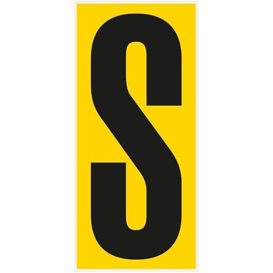 Bodenz. Buchstabe S, Rutschhemmung R10, gelb/ schwarz, PVC,180x400mm,3/ VE