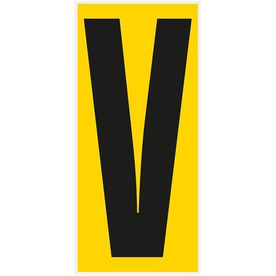Bodenz. Buchstabe V, Rutschhemmung R10, gelb/ schwarz, PVC,180x400mm,3/ VE