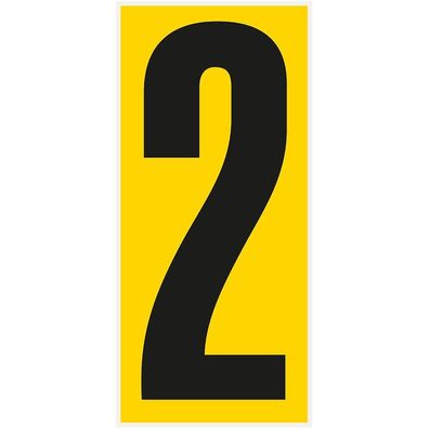 Bodenz. Ziffer 2, Rutschhemmung R10, gelb/ schw, PVC, 180x400mm, 3/ VE