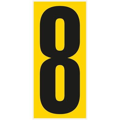 Bodenz. Ziffer 8, Rutschhemmung R10, gelb/ schw, PVC, 180x400mm, 3/ VE