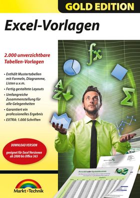 Excel Vorlagen - 2.000 Mustertabellen mit Formeln, Diagramme, Listen - ESD