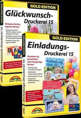 Glï¿½ckwunsch-Druckerei & Einladungs-Druckerei Paket - 2 Vollversionen - Download