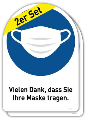 2 Aufkleber DIN A5 | "Vielen Dank, dass Sie Ihre Maske tragen" | selbstklebende Schil