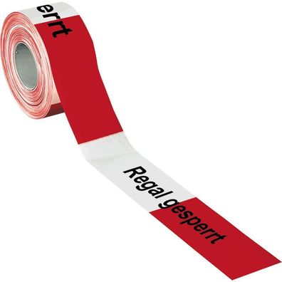 Absperrband Regal gesperrt, rot/ weiß geblockt, Polyethylen, 500m/ Rol