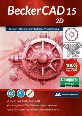 BeckerCAD 15 2D - 3 User Lizenz - CAD - Konstruieren - Zeichnen - Download Version