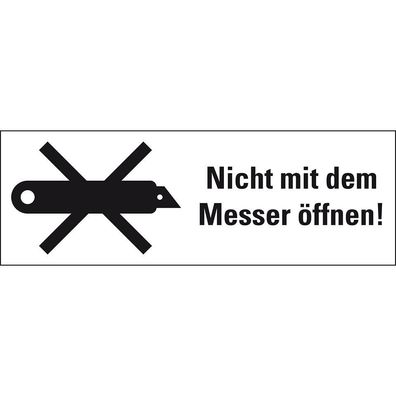 Etikett Nicht mit dem Messer..., weiß, Haftpapier, perm., 250/ Rol