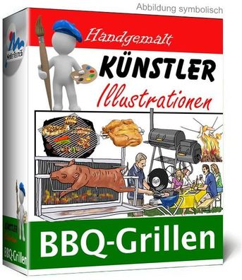 Kï¿½nstler Illustrationen BBQ & Grillen - Handgemalte Cliparts - PC - Download