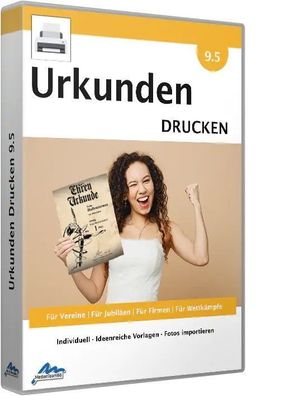 Urkunden Drucken 9.5 Professional - Fotos -Cliparts -Verein- PC Download Version