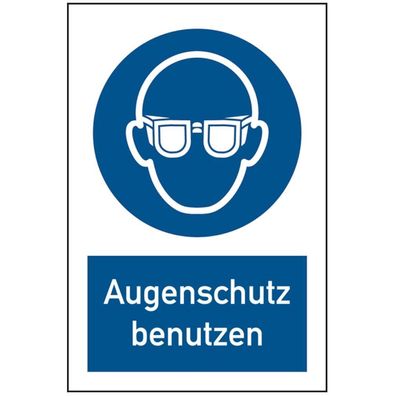 Gebotsschild, Kombischild, Augenschutz benutzen - DIN EN ISO 7010