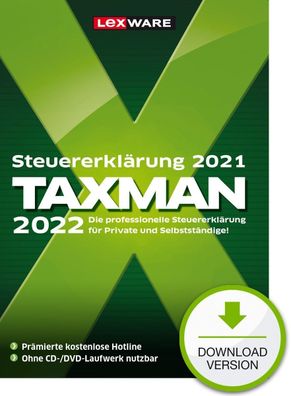 Lexware Taxman 2022 - Fï¿½r das Steuerjahr 2021 - PC Download Version