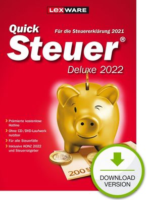 Lexware Quick Steuer Deluxe 2022 - Fï¿½r das Steuerjahr 2021 - PC Download Version