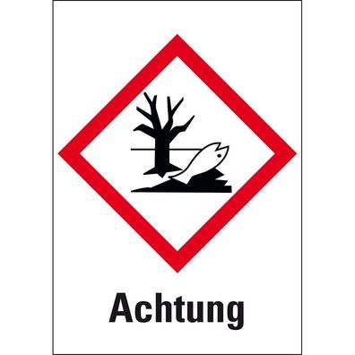 Gefahrensymbol Umwelt GHS09, Achtung, Folie, 74x105mm