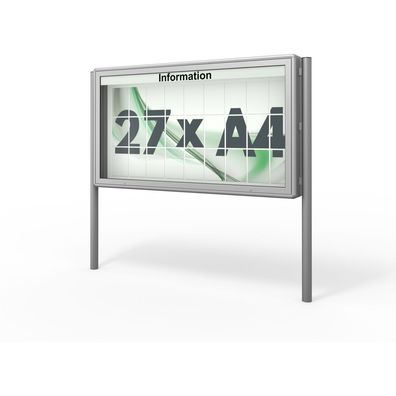 04. PLENUM-G-Schaukasten rund - 27x DIN A4 | beidseitig, 210mm tief, silber eloxiert