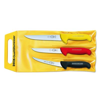 Dick Fleischermesser Set - Schlachtermesser - 2 Ausbeinmesser 1 Stechmesser