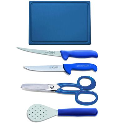 Fr. Dick Angel-Set 5-tlg. 2 Angelmesser, Flossenschere, Schupper & Schneidbrett