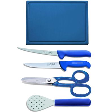 Fr. Dick Angel-Set 5-tlg. Schneidbrett, 2 Angelmesser, Flossenschere & Schupper