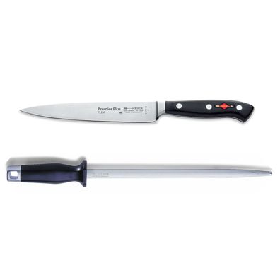 Dick Premier Plus flexibles Filiermesser 18 cm & runder Standard Wetzstahl 25 cm