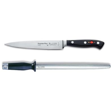 Dick Premier Plus flexibles Filiermesser 18 cm & ovaler Standard Wetzstahl 30 cm