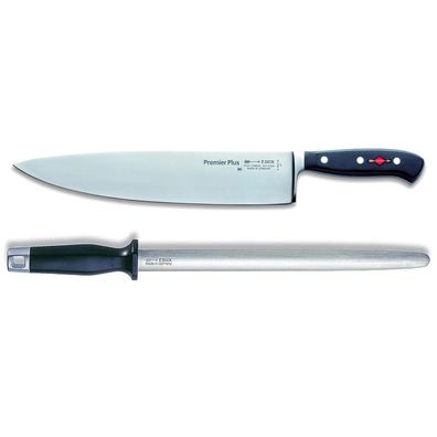 Dick Premier Plus großes Kochmesser 30 cm & ovaler Standard Wetzstahl 30 cm