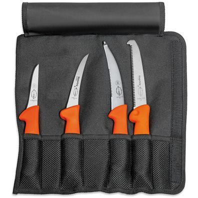 Dick Jagd Roll-Messertasche mit gängigen Jagdmessern 4-teilig Messerset Griff orange