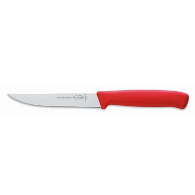 Dick Steakmesser 12 cm Fleischmesser mit Kunststoffgriff ohne Wellenschliff / rot