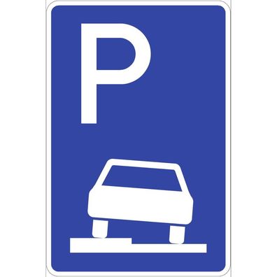 Parken halb auf Gehwegen links, Symbolschild, StVO
