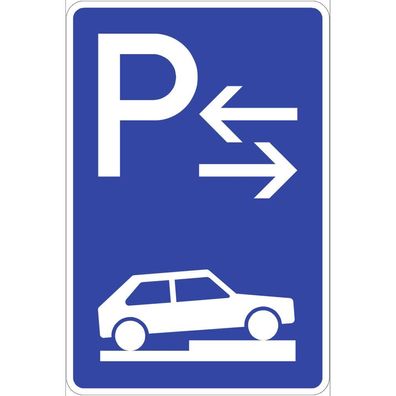 Parken halb auf Gehwegen quer rechts (Mitte), Symbolschild, StVO