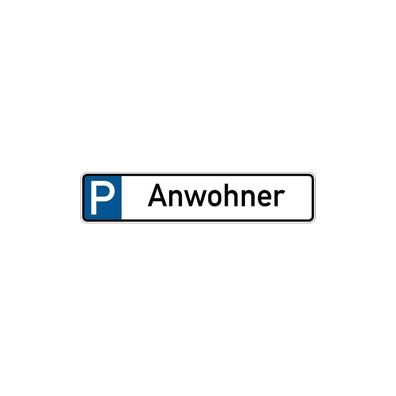 Parkplatzkennzeichen, P-Anwohner | Alu geprägt | 523x113 mm, 1 Stk