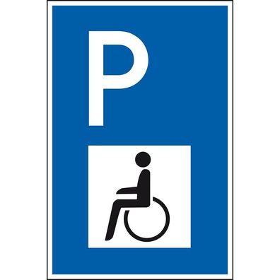 Parkplatzschild mit Behindertensymbol, spitze Ecken, Alu , 400x600mm