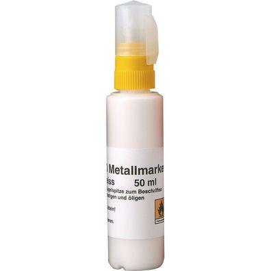 Metallmarker e-marker plus, geféllt mit Speedry DO Farbe, weiß, 50ml