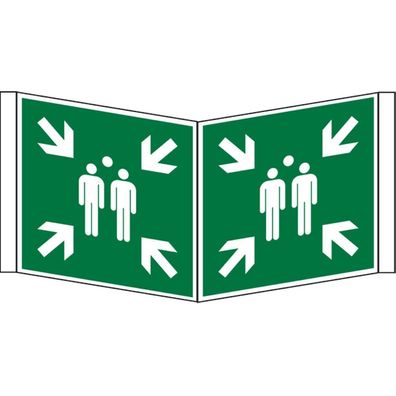 Rettungszeichen, Sammelstelle E007 Winkel-/ Nasenschild, DIN EN ISO 7010