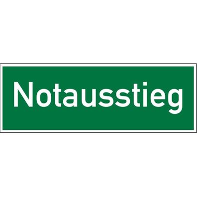 Rettungszeichen, Wortschild Notausstieg