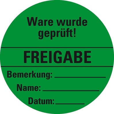 Organisationsetikett Freigabe, grén, Haftpapier, ablösbar, 500/ Rolle