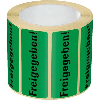 Organisationsetikett Freigegeben!, grén, Haftpapier, ablösbar, 500/ Rol