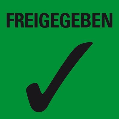 Organisationsetikett Freigegeben, grén, Haftpapier, ablösbar, 500/ Rol