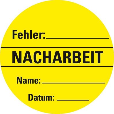 Organisationsetikett Nacharbeit, gelb, Haftpapier, ablösbar, 500/ Rolle