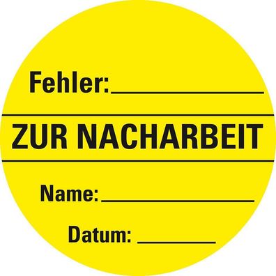 Organisationsetikett Zur Nacharbeit, gelb, Haftpapier, ablösbar, 500/ Rol